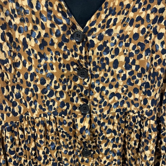 Zara cheetah print button down maxi dress quarter length sleeve super cute sz M - Picture 2 of 6